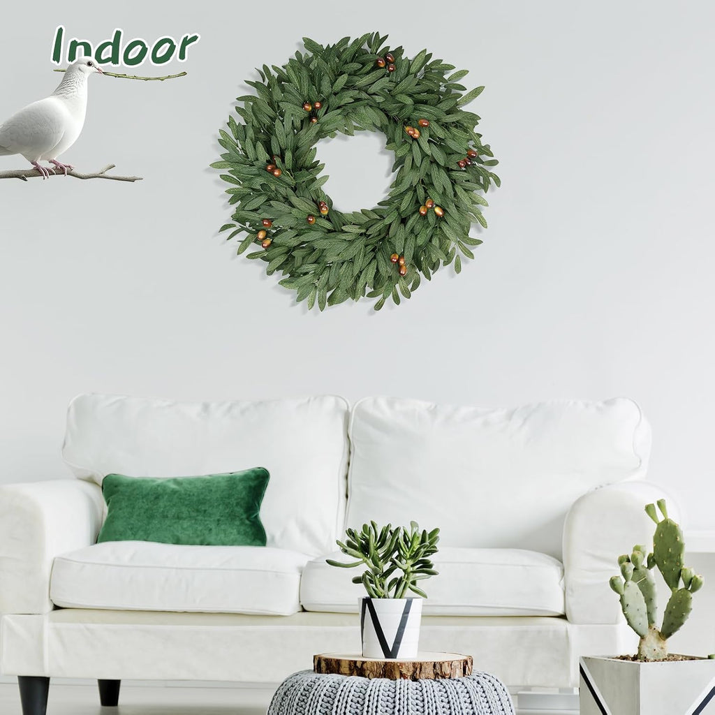 24 Inch Large Eucalyptus Olive Wreaths for Front Door with Olives