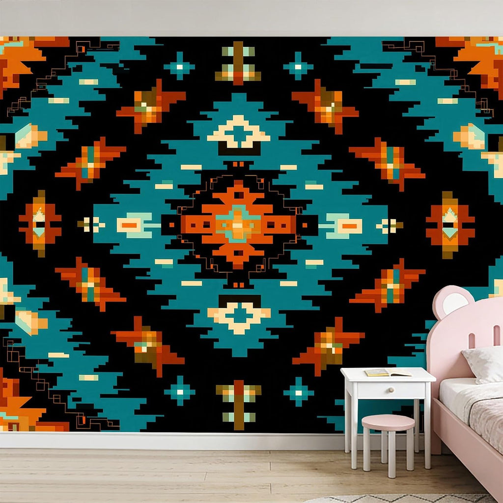 99" W x 69" H Non-Woven Mural Traditional American Indigenous Art Wallpaper Removable Not Self-Adhesive Large