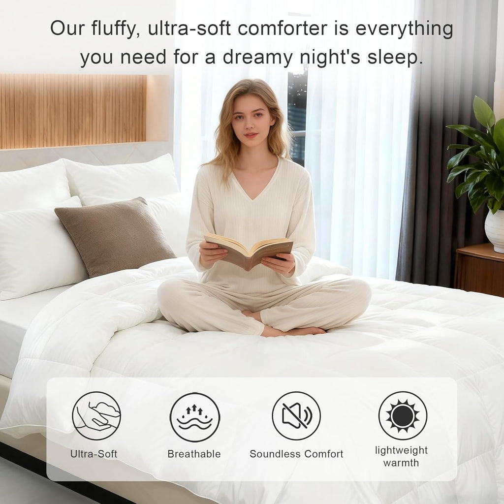 Goose Feather Down Comforter Queen, White 100% Cotton Duvet Insert