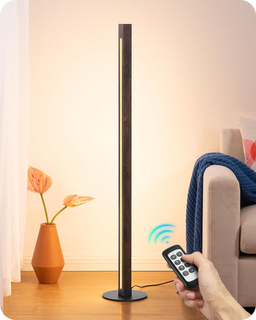 Wooden Corner Lamp with Remote, Dual Lighting, 7CCT & Dimmable