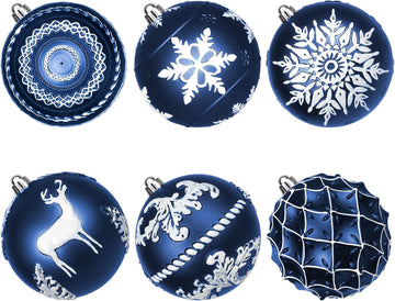 6 PCS 6" Large Christmas Balls Ornaments, Xmas Tree Hanging Decorations Outdoor, Shatterproof Christmas Bulb Ornament
