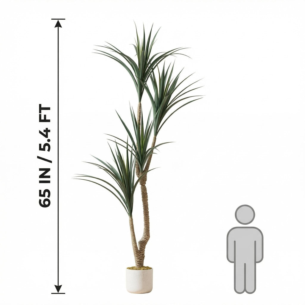 5.4FT Artificial Dracaena Plants with White Planter