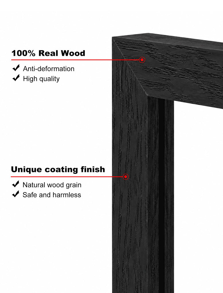 3.5x5 Picture Frame Black Wood, Solid Wood Frames with Plexiglass for Table Top and Wall Mounting, Photo Frames for