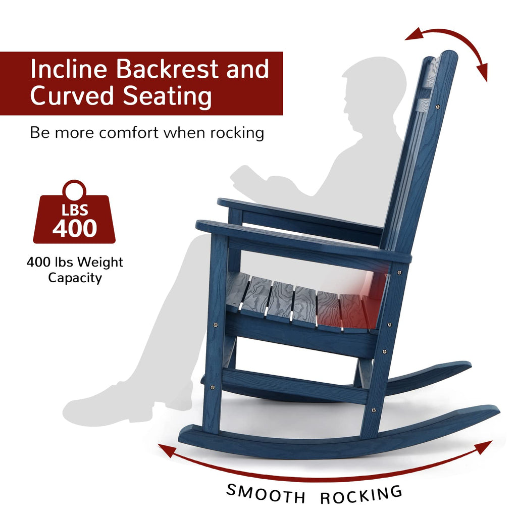 All-Weather Patio Rocking Chairs Set of 2, Outdoor Rocking Chair with 400 lbs Support, Porch Rocker, Rocking Chairs