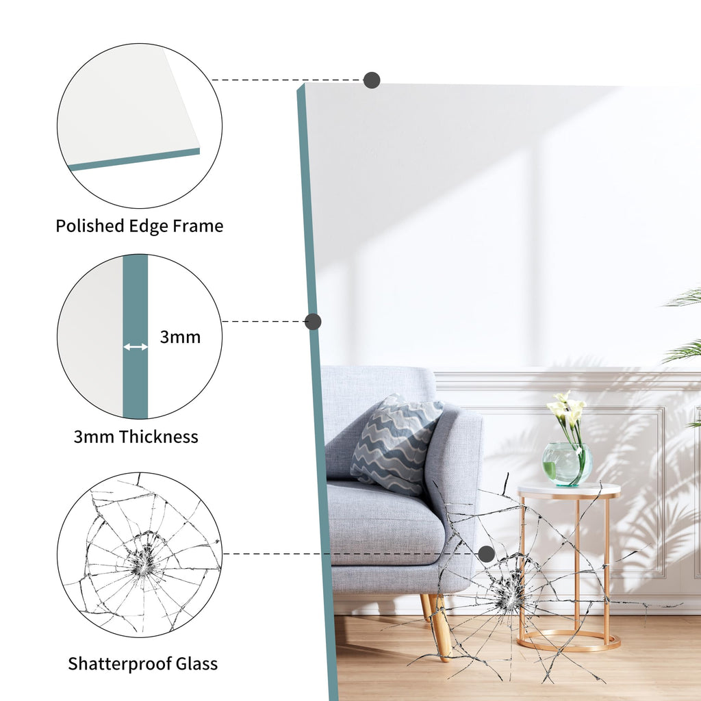 Frameless Mirror, 30"x40" Bathroom Mirror for Over Sink, Unframed Vanity Mirror, Large Rectangle Mirror for Wall