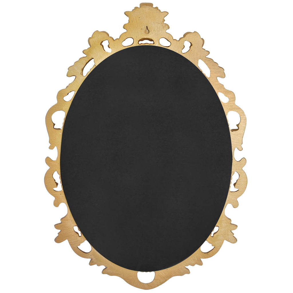 Antique Gold Oval Wall Mirror, Vintage Gothic Scroll