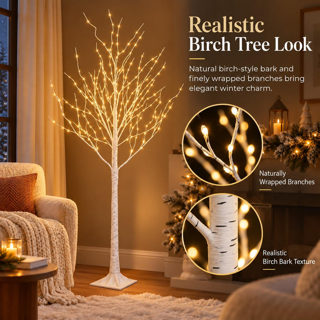Lighted Birch Twig Tree with Fairy Lights 6FT 321L LED Decorative Lights