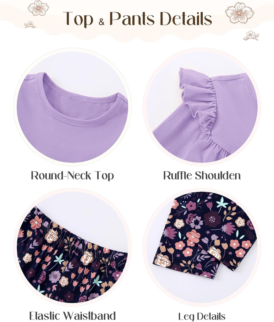 Toddler Girl Clothes Fall Outfits Ruffle Top Floral Pants Set