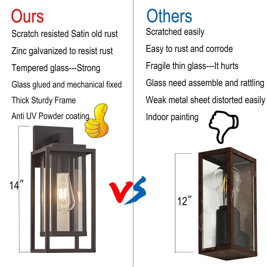 14" Double Cage Outdoor Wall Light, 2Pack Exterior Lantern Sconce