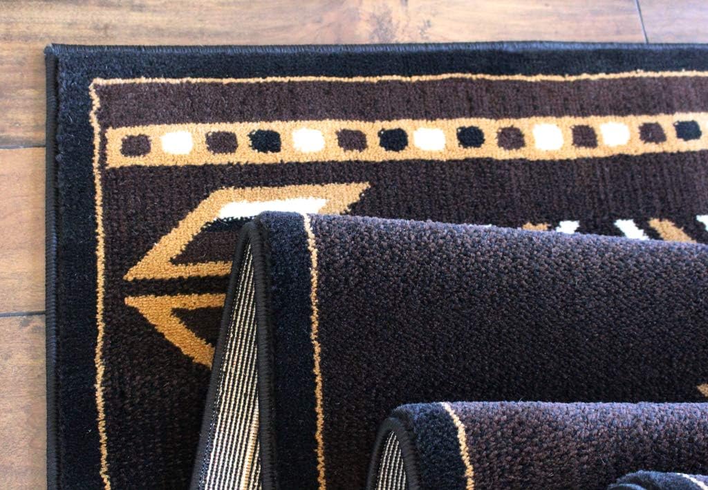 Southwest Native American Area Rug in Brown, Black, Beige & Ivory