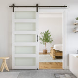 38 x 84 in Glass Barn Door with 6.6FT Sliding Hardware Kit & Handle, Pre-Drilled Ready to Assemble, 