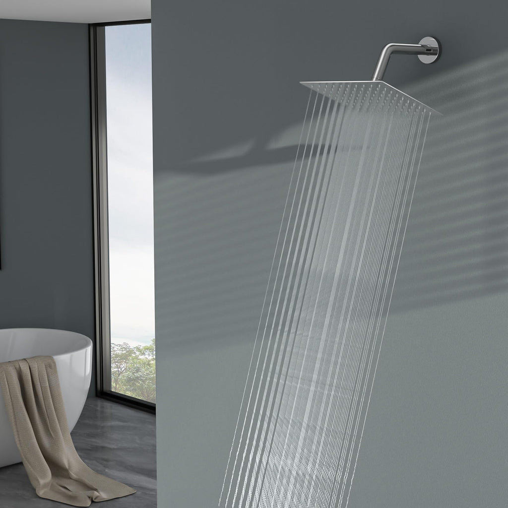 Rain Shower Heads High Pressure, Rainfall Showerhead Fixed Mount, 6 Inch Large Square High Flow Shower Head (Chrome)