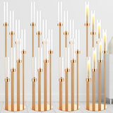 Tessco 4 Sets Gold 7 Arm Floor Candelabra 46.5'' Tall Floor Candle Holders Metal Candle Holders with Acrylic