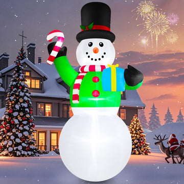 12FT Christmas Inflatable Blow Ups Snowman Decoration with Cane