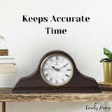 Mantel Clock Battery Operated - Wooden Mantle Clock - 15x7.5 - Silent, Made of Real Wood & Easy to Read