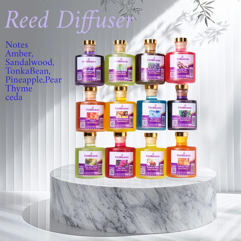 Lavender Vanilla Reed Diffuser |150ml Long-Lasting Fragrance | Best Reed Diffusers and Decorative Glass Bottle - Set of 6