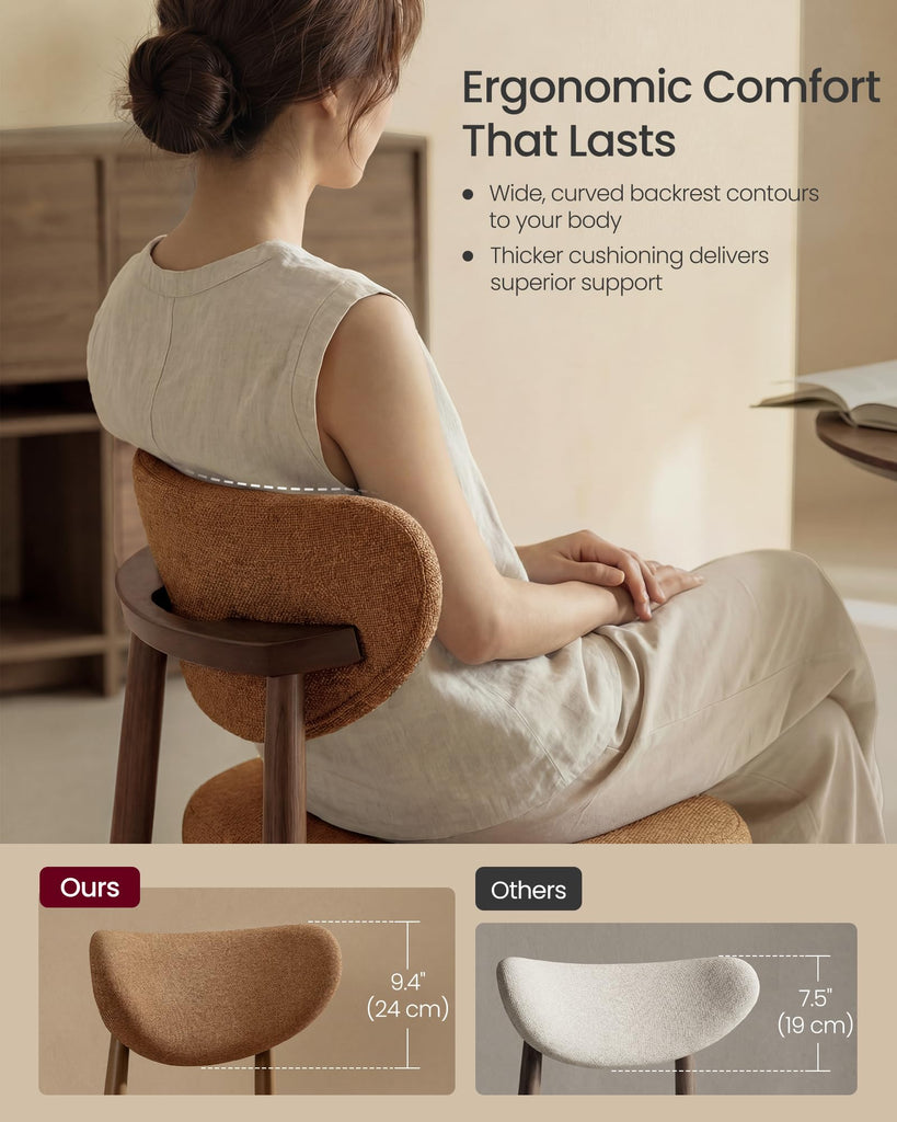 Wooden Dining Chairs Set of 2, Upholstered Kitchen Chairs