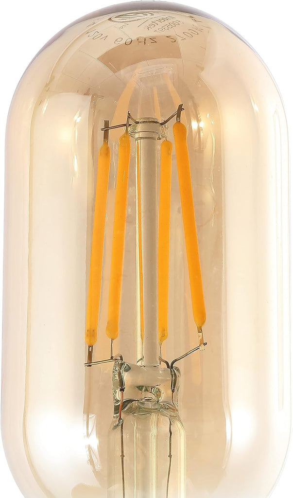 4W Vintage LED Edison Tube Light Bulbs 4.3", Amber, Pack of 6