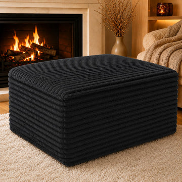 25.6" Boneless Ottoman for Couch, Plush Corduroy Foot Stools Ottomans, Compressed Memory Foam Sofa Foot Rest for