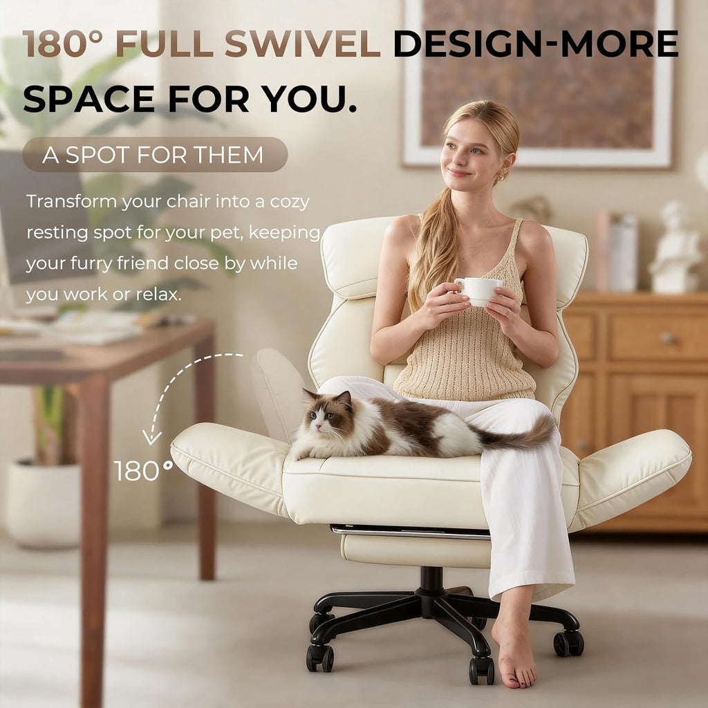 Cross Legged Office Chair with Pivoting Armrests,Criss Cross Chair with Pocket Spring Seat & Back,Reclining Computer