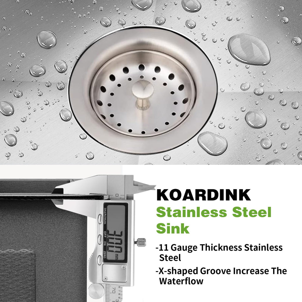 27x18 Inch Undermount Kitchen Sink, Stainless Steel, Single Bowl