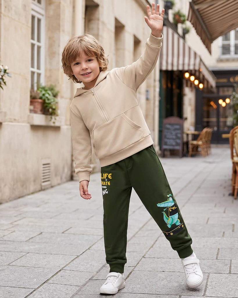 Toddler Boys Half Zip Hoodie and Sweatpants Set Fall Winter