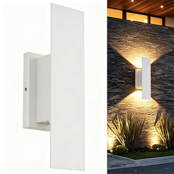 1 Pack Outdoor LED Up Down Wall Sconce, White Modern Porch Light