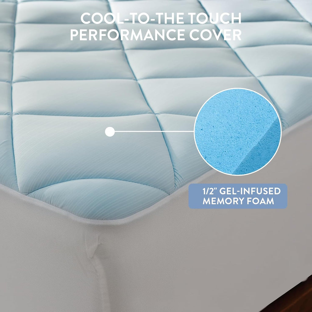 Cooling Mattress Topper King,Gel-Infused Memory Foam Mattress Pad | 1/2 inch Breathable Ventilated Design, Light Soft