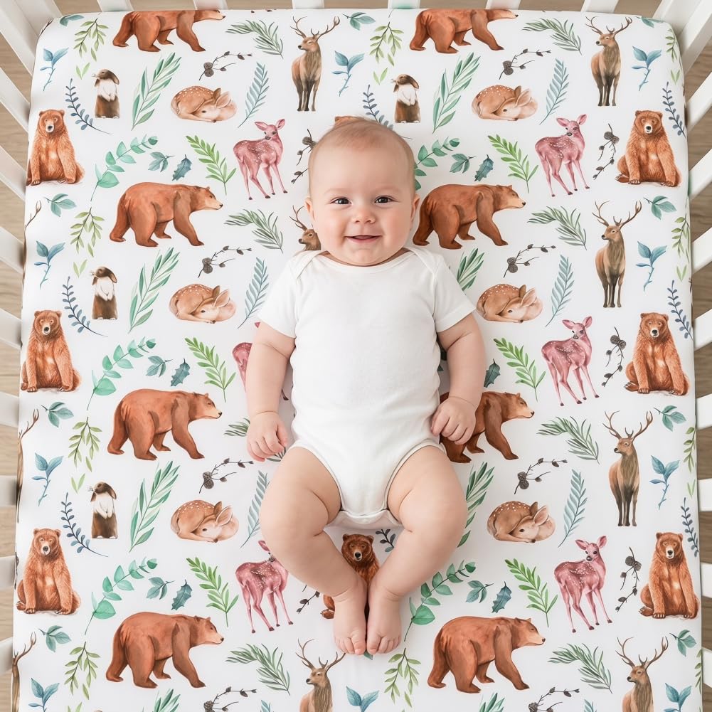 Baby Crib Bedding Set Woodland Animal Neutral Nursery Comforter Bed Sets