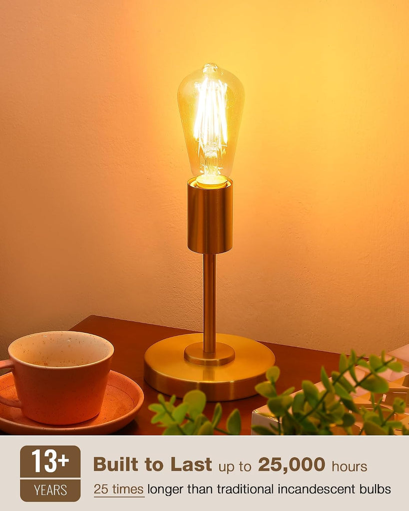Amber Edison Light Bulbs, Vintage 2200K E26 60 Watt Equivalent 6 Pack
