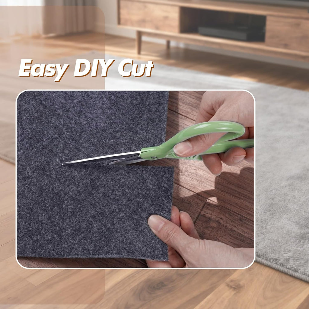 Non-Slip Rug Pad 8' x 10' - Felt & Rubber Underlay in Dark Gray, Waterproof & Grippy for Hardwood, Tile, Laminate - Set of 80