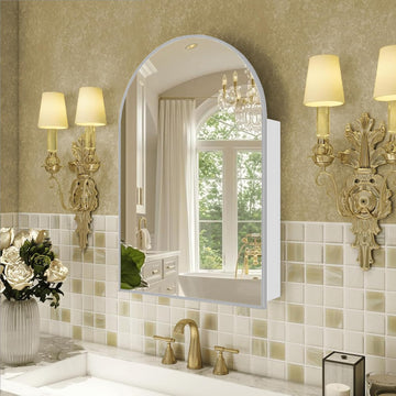 Silver Medicine Cabinet Mirror, Bathroom Wall Mount Storage, 24"x36"