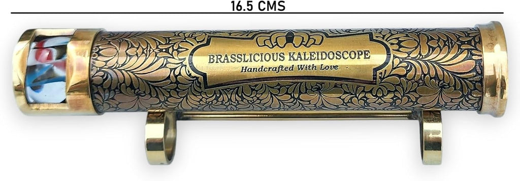 Handcrafted Brass Kaleidoscope for Adults - Vintage Optical Mirror with Rotating Marble Chamber