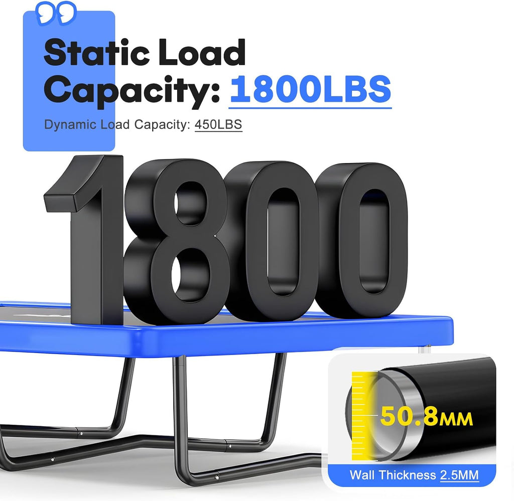 1800LBS Weight Capacity Rectangle Trampoline 10x17FT 9X15FT 8X14FT Outdoor Square Gymnastics Trampolines with