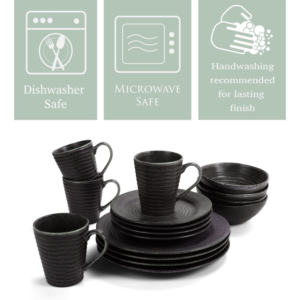 Charming Chic Ribbed Modern Thrown Pottery Look Ceramic Stoneware Plate Platter Mug & Bowl Kitchen Dish Dinnerware 16