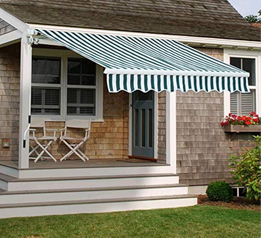 8'x7' Patio Awning Retractable Fully Assembled, Manual Commercial Grade - Quality 100% 280G Ployester Window Door