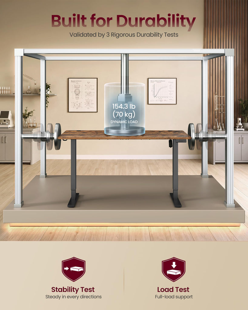 Standing Desk, 63x28 Inch Electric Adjustable Desk, 30-Min Assembly