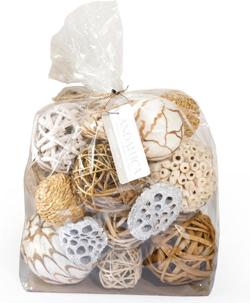 Large Decorative Vase Filler Bag with Orbs, Balls (Beige)