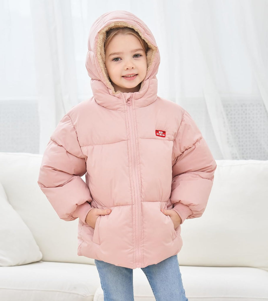 Baby Hooded Puffer Jacket,Fleece Lined Winter Coat