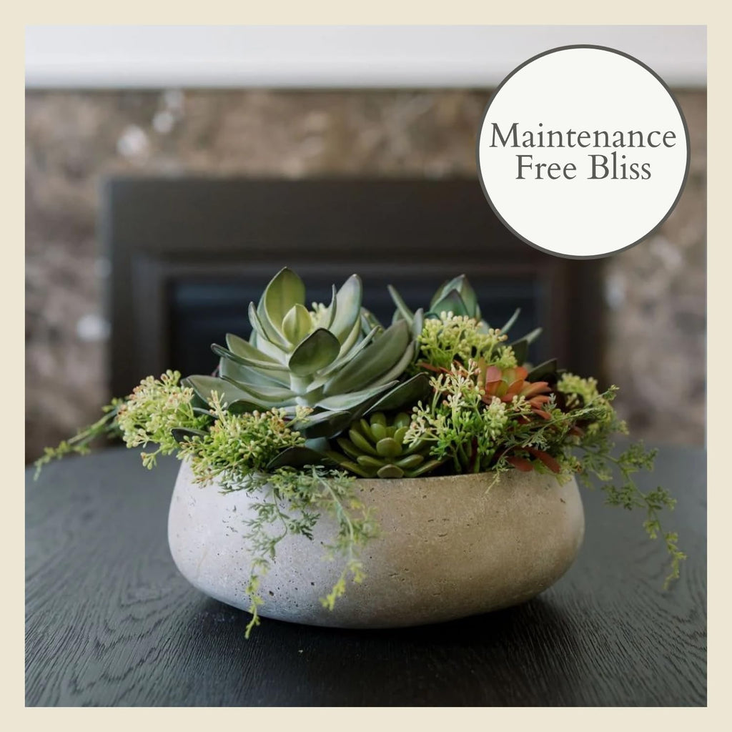 Round Faux Succulent Arrangement, 14 in, Natural, Home Decor