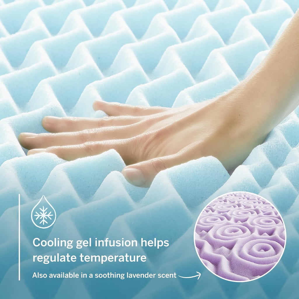 2 Inch Gel Memory Foam Mattress Topper, Queen size - 5 Zones - Cooling Gel Infusion - CertiPur Certified Foam