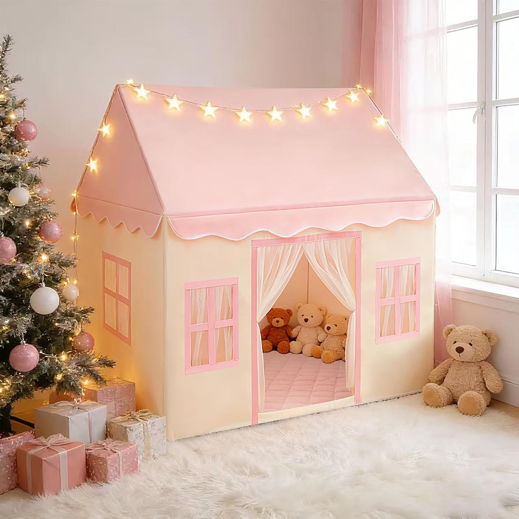Large Kids Tent with Padded Mat Playhouse with Large Space for Toddlers Indoor Kids Play Tent for Girls Boys