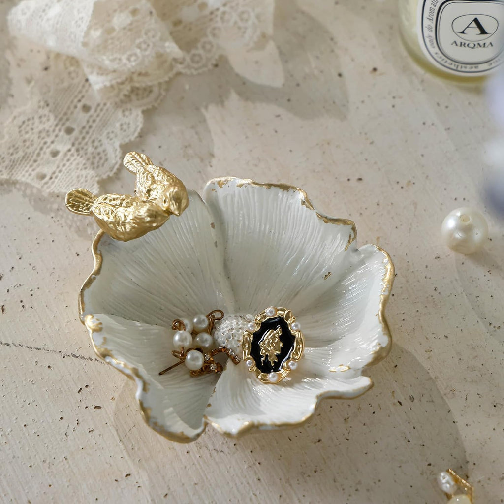 Vintage Jewelry Dish Tray, Bird Ring Holder