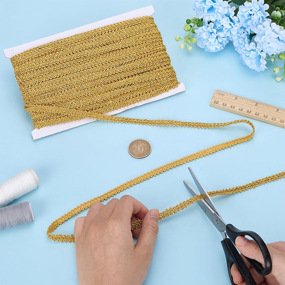 Metallic Gimp Braid Trim 1/4 inch Gold Centipede Braided Trim Decorative Gimp Braid Trims Polyester Scroll - 27.3 Yards