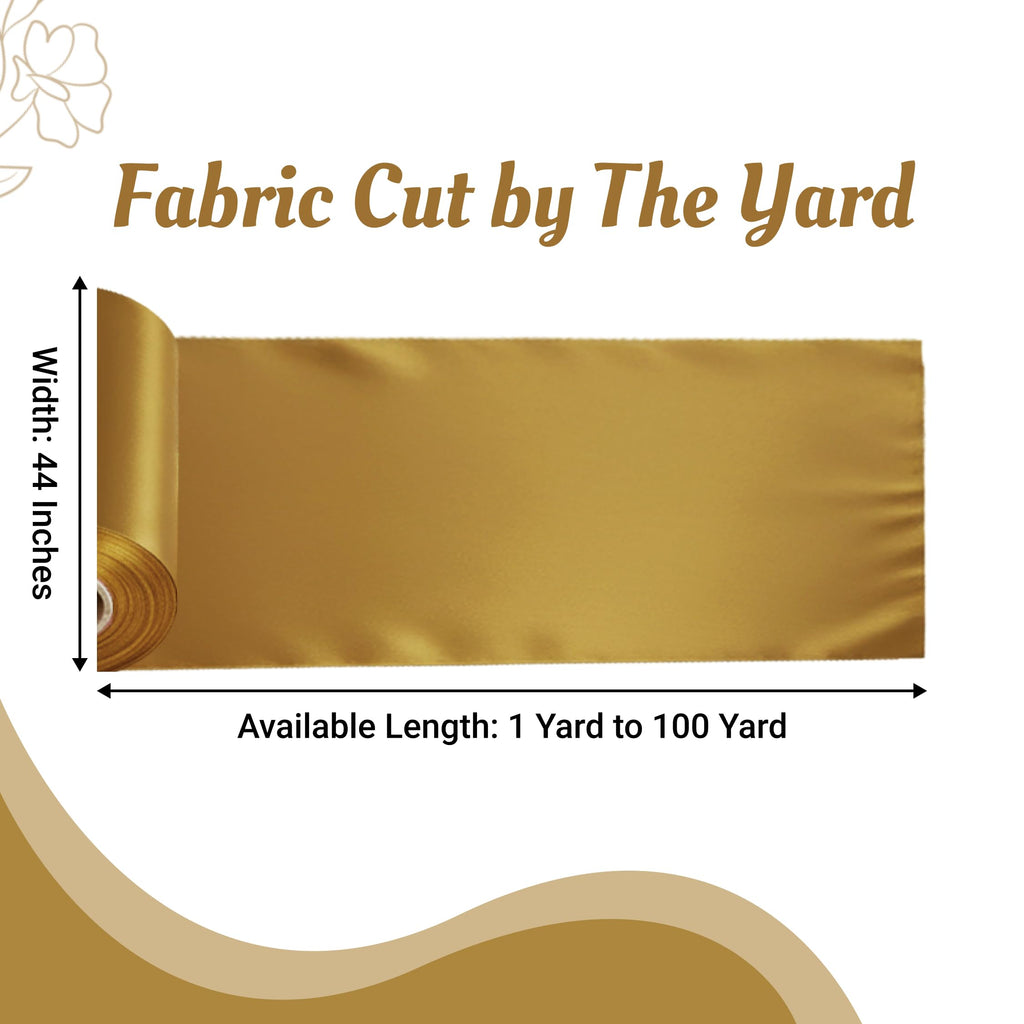 2 Yard Satin Fabric, 44" Wide, Charmeuse Sateen Cloth - Gold