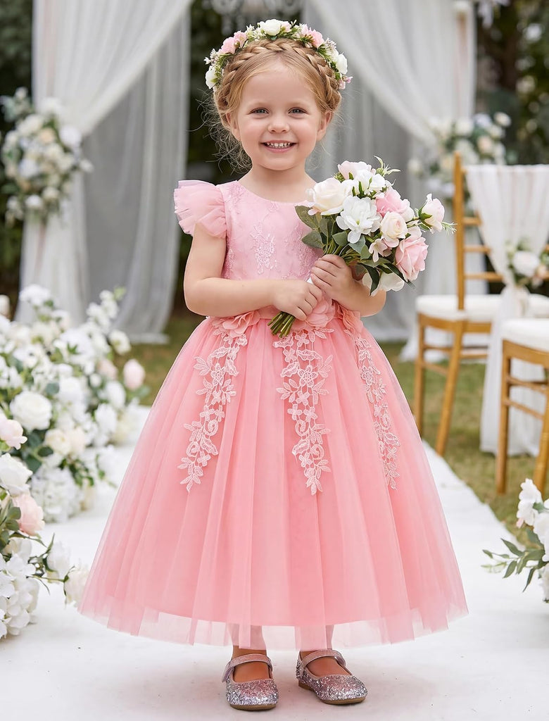 Castle Toddler Flower Girl Dress Princess Lace Tulle Dresses