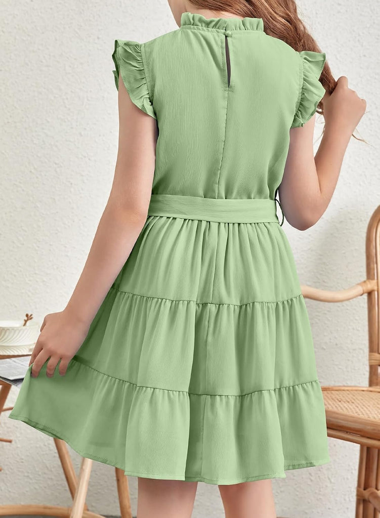 Girl Summer Short Sleeve Ruffle Party Dresses