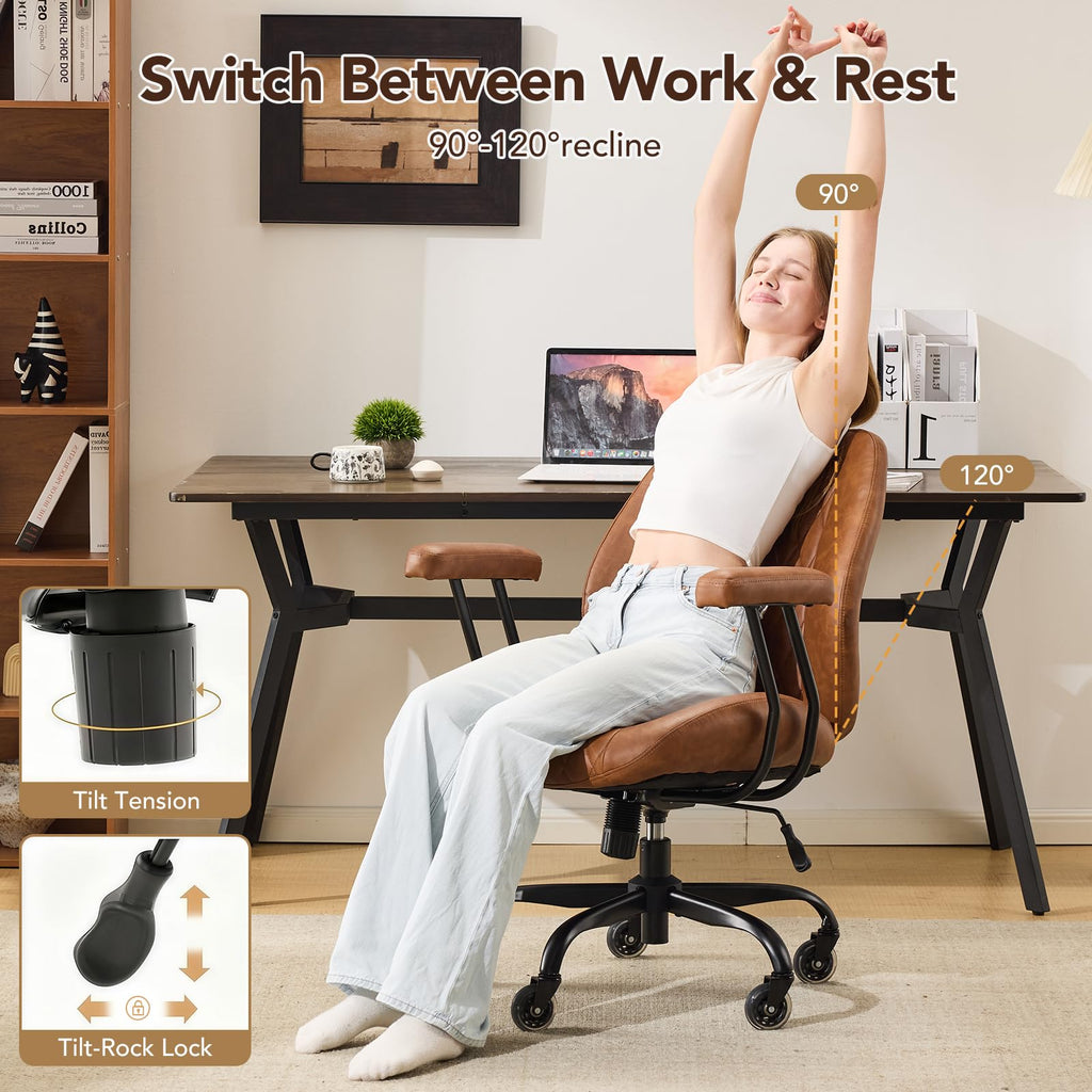 Office Desk Chair Office Rubber Casters Ergonomic Computer Chair with Lumbar Support Adjustable Height Rolling