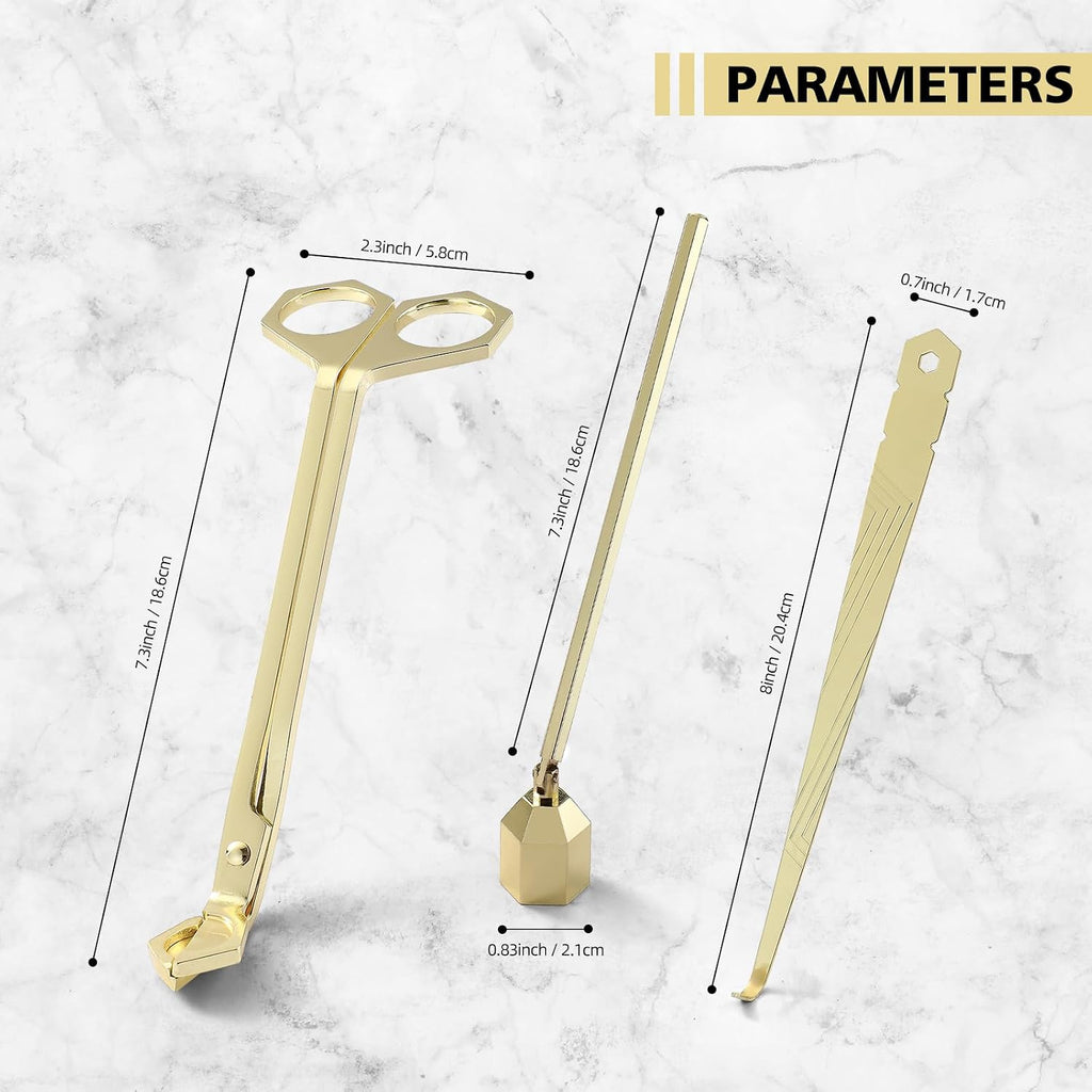 Candle Wick Trimmer, Candle Snuffer and Wick Dipper, Gold