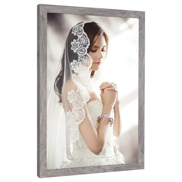 11x14 Frame Distressed Gray, Rustic 14x11 Picture Frame Grey, Art Pic Poster Frame, 11 by 14 Wall Hanging/Tabletop